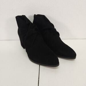 Eileen Fisher Suede Leather Knot Heeled Ankle Bootie Black Women's Size 6 NWOT